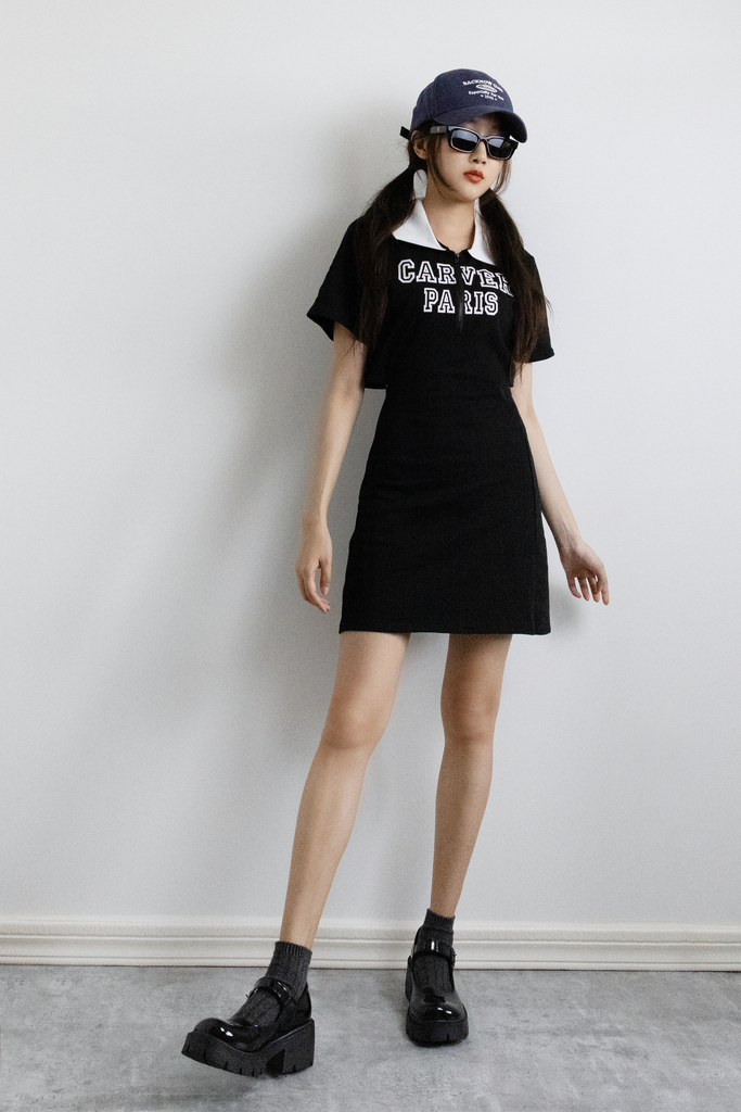 Slit Waist Polo Dress