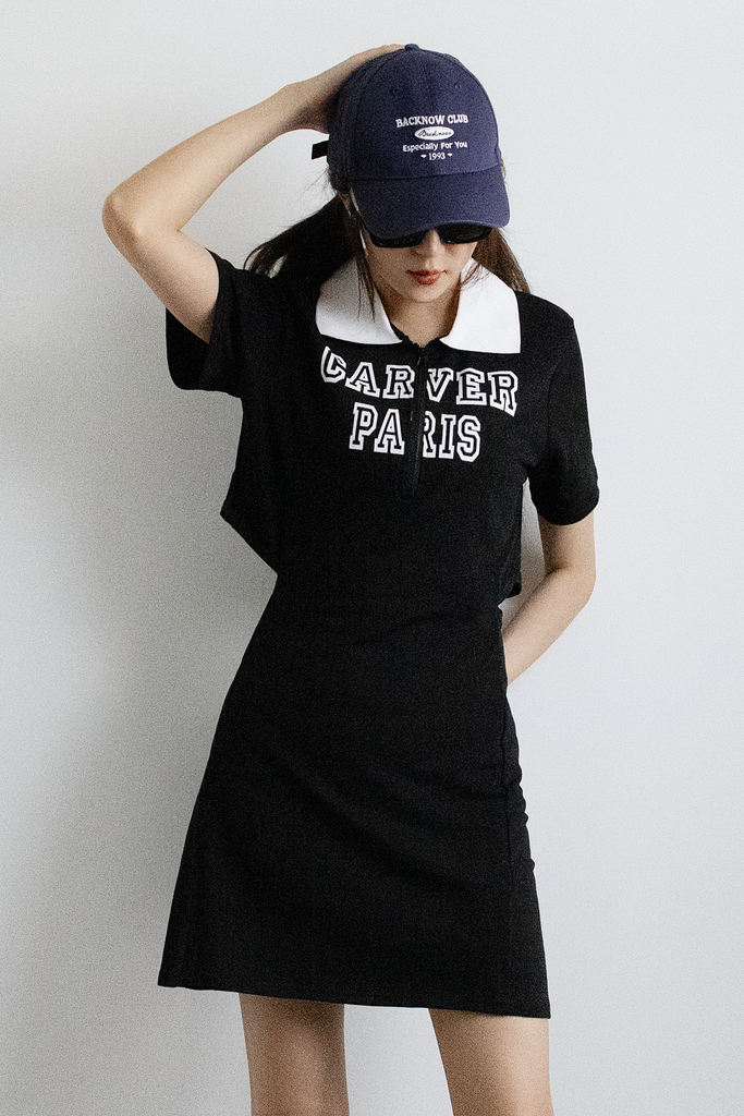 Slit Waist Polo Dress