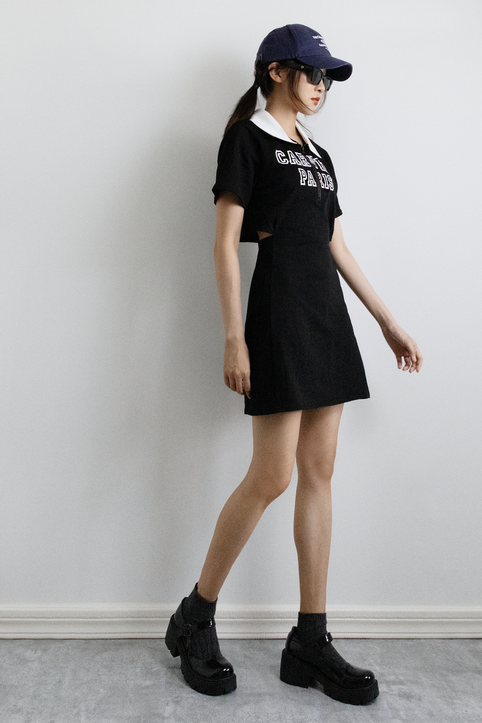 Slit Waist Polo Dress