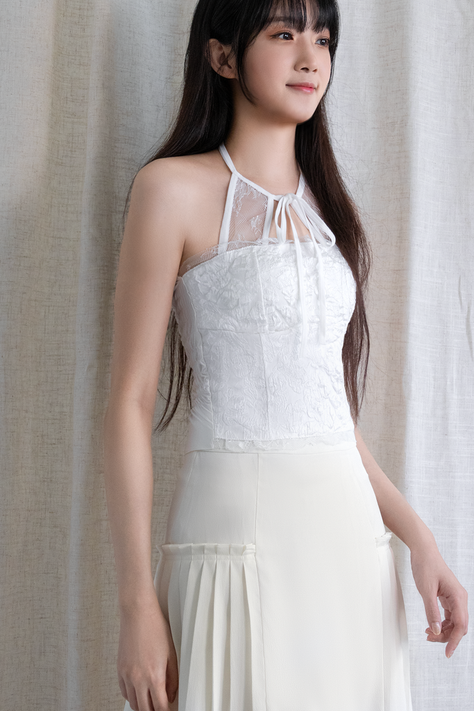 Lace Halter Ribbon Top