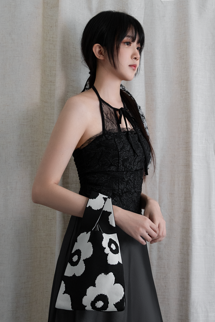 Lace Halter Ribbon Top