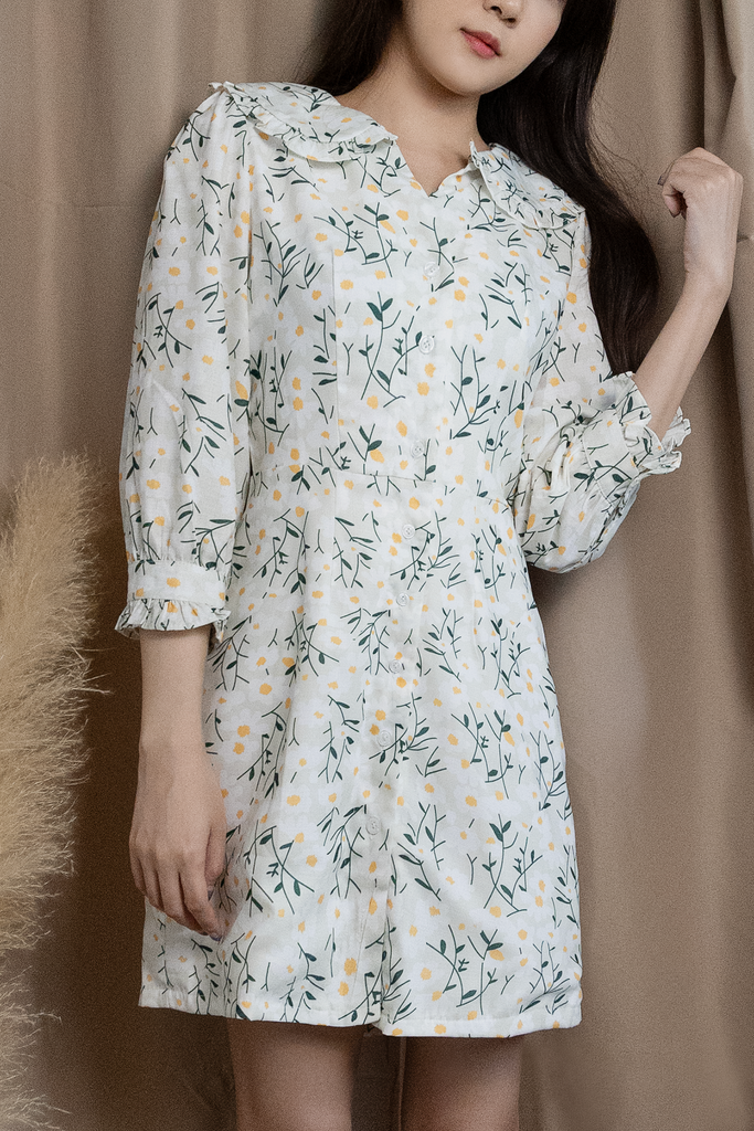 Floral Ruffled Button Dress