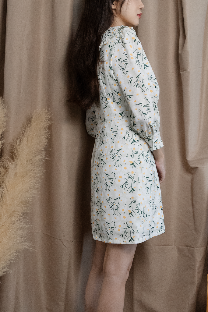 Floral Ruffled Button Dress