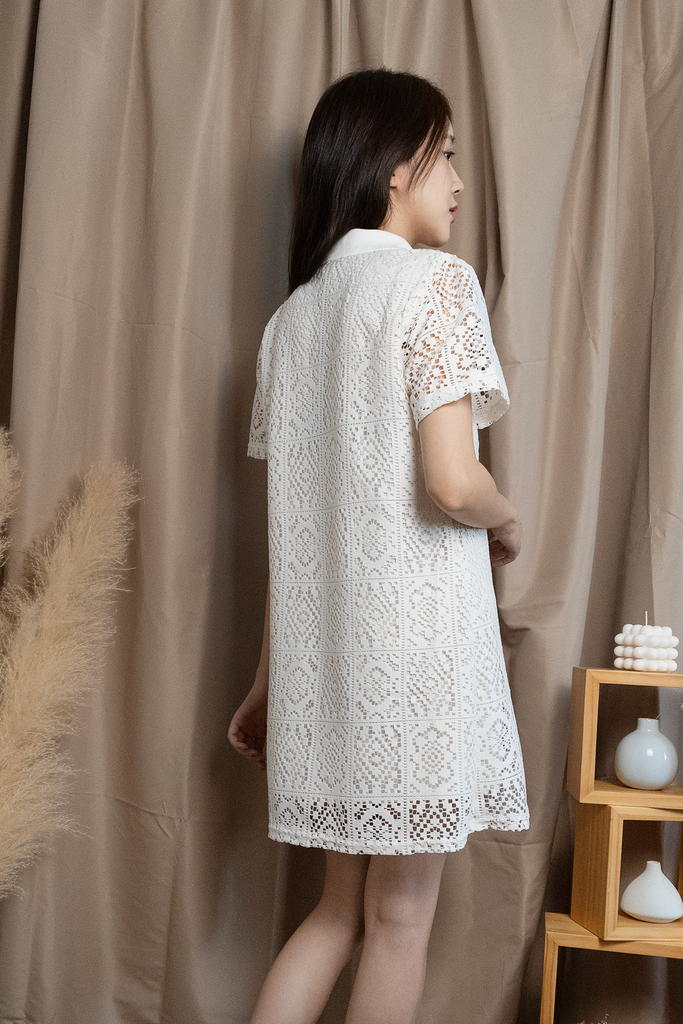 Geometric Lace Polo Dress