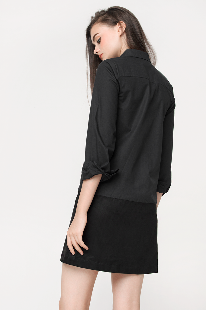 Suede Colourblock Shirtdress