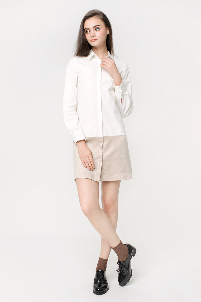 Suede Colourblock Shirtdress
