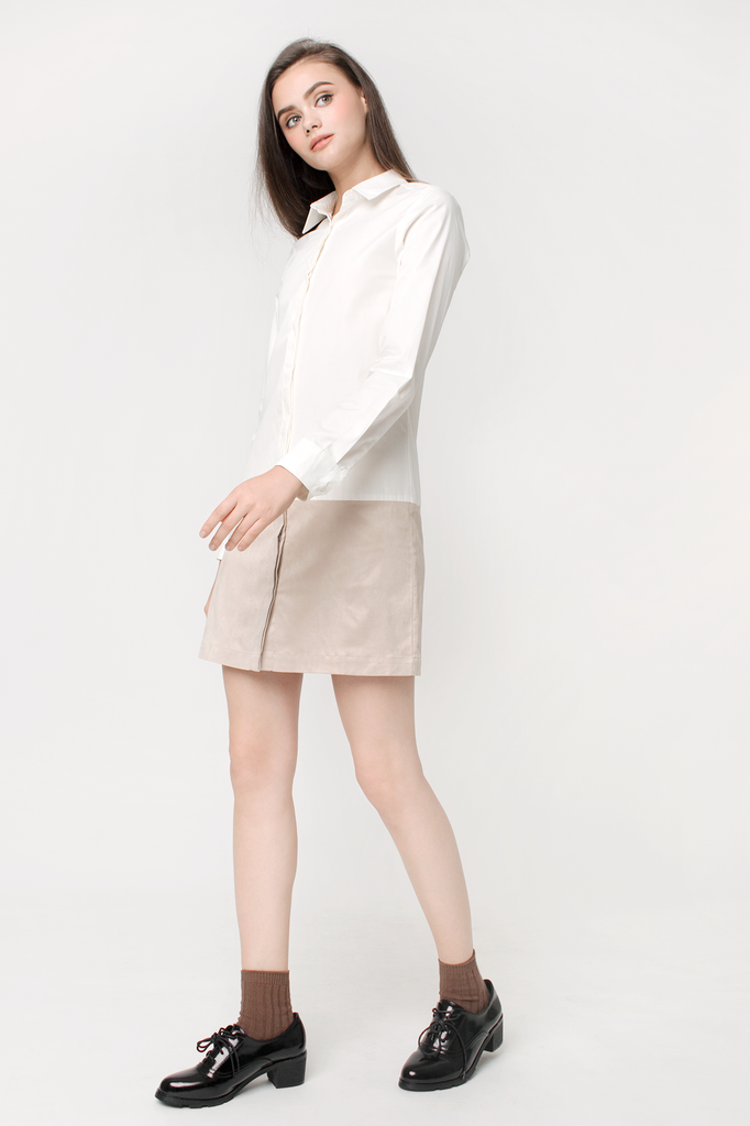 Suede Colourblock Shirtdress