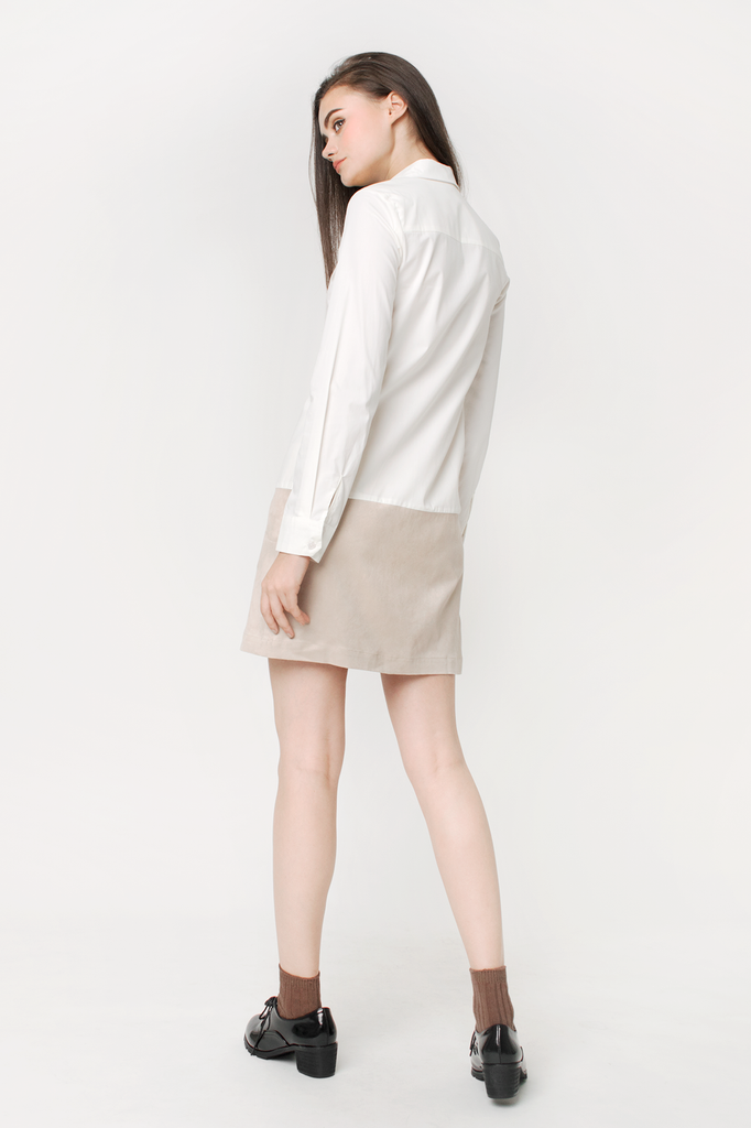 Suede Colourblock Shirtdress