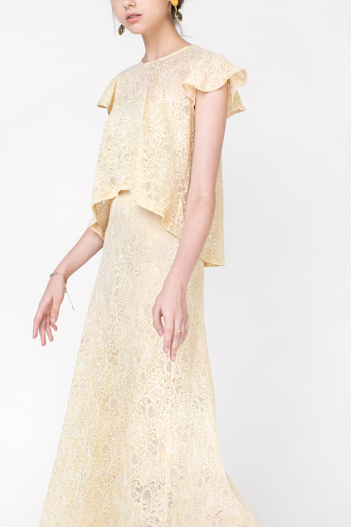 Ruffled Lace Maxi Dress