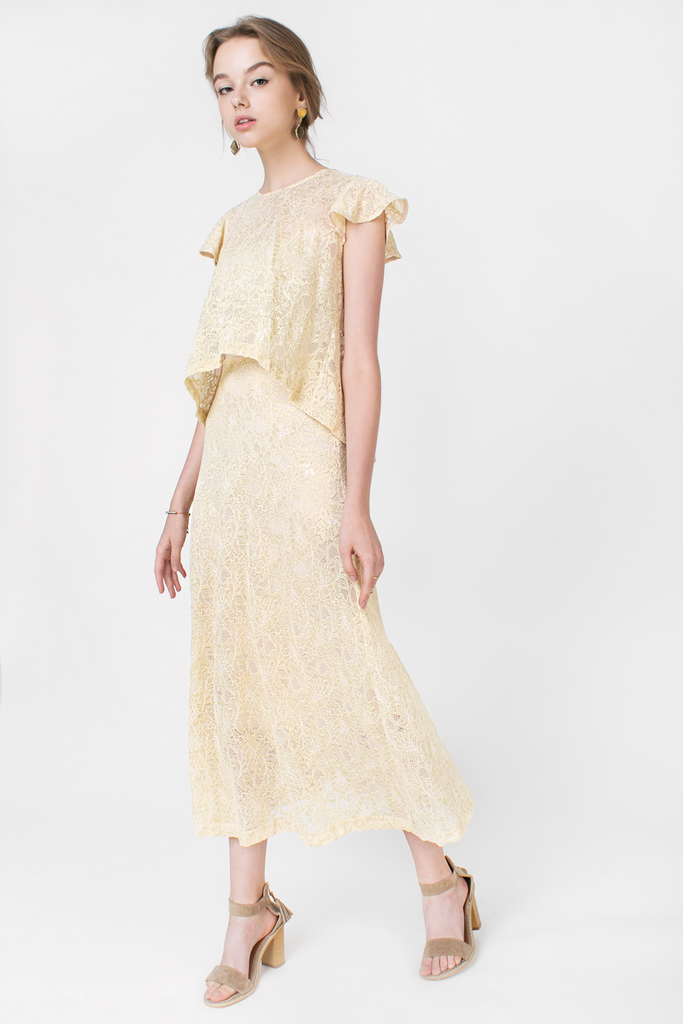 Ruffled Lace Maxi Dress