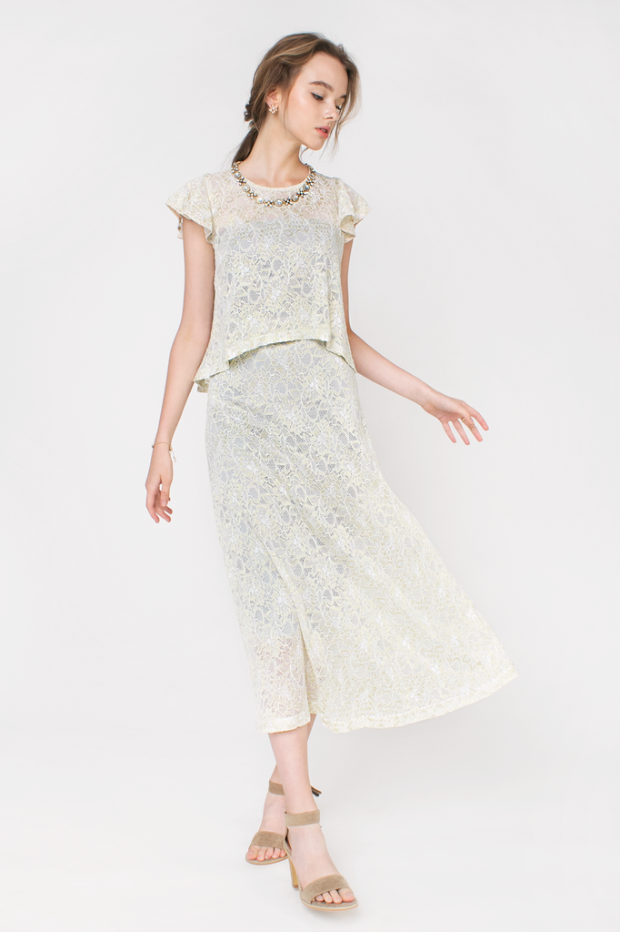 Ruffled Lace Maxi Dress