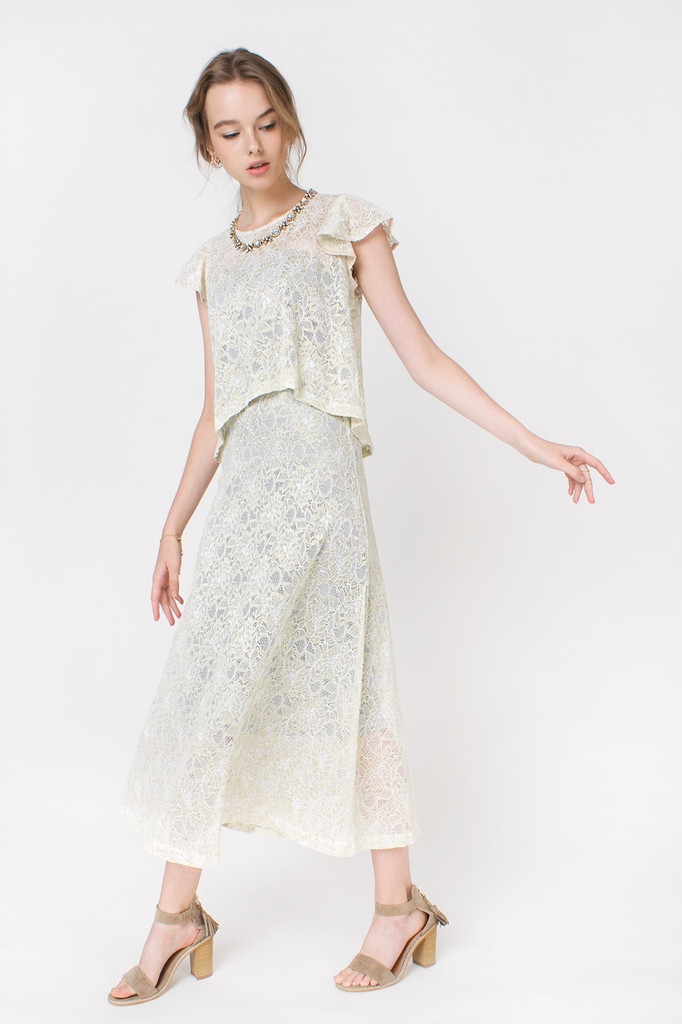 Ruffled Lace Maxi Dress