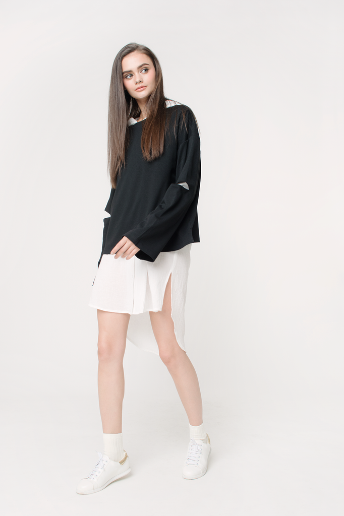 Crepe Hooded Shirtdress