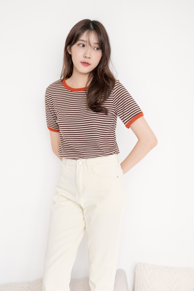 Contrast Stripe Ribbed Tee