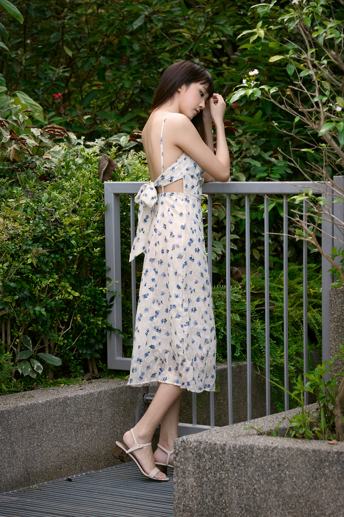 Floral Tie-Back Midi Dress
