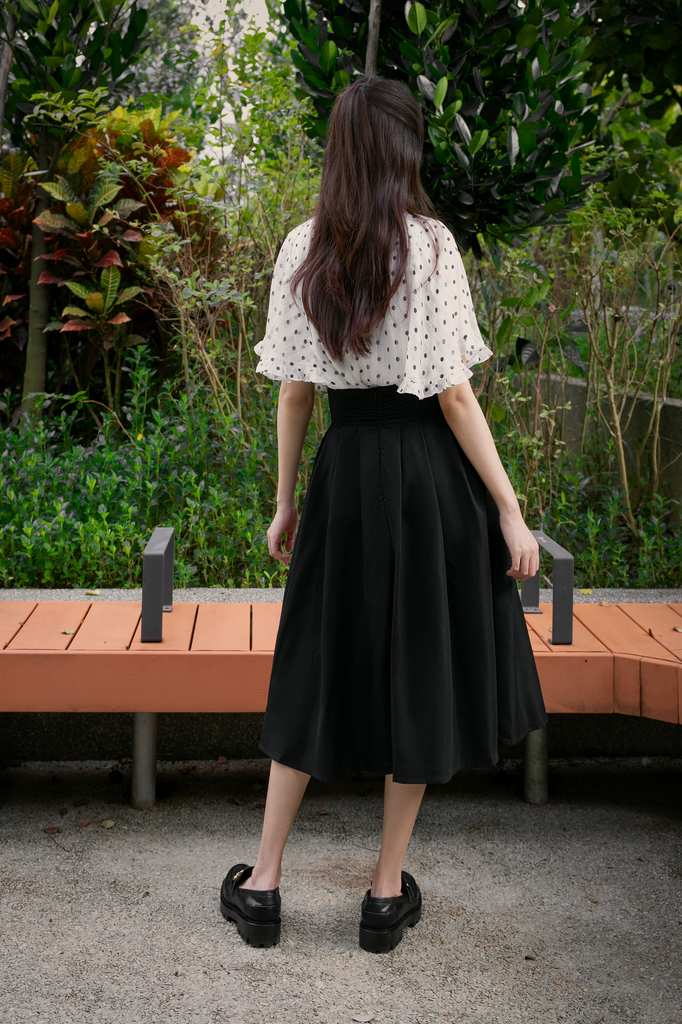 Pleated Midi Flare Skirt