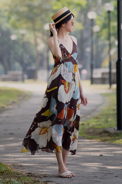 Floral Backless Dress  Half Phase