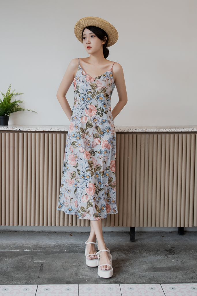 Botanical Satin Midi Dress