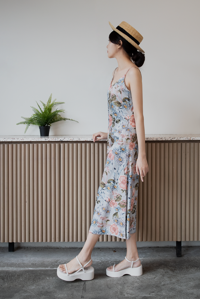 Botanical Satin Midi Dress