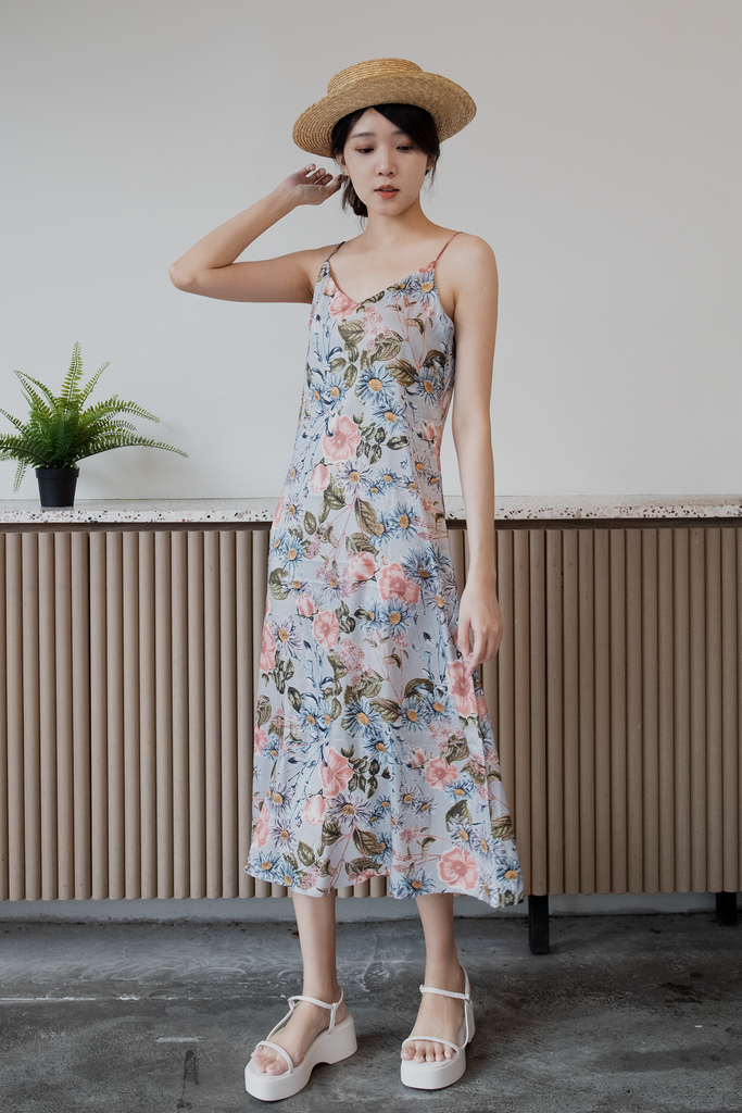 Botanical Satin Midi Dress