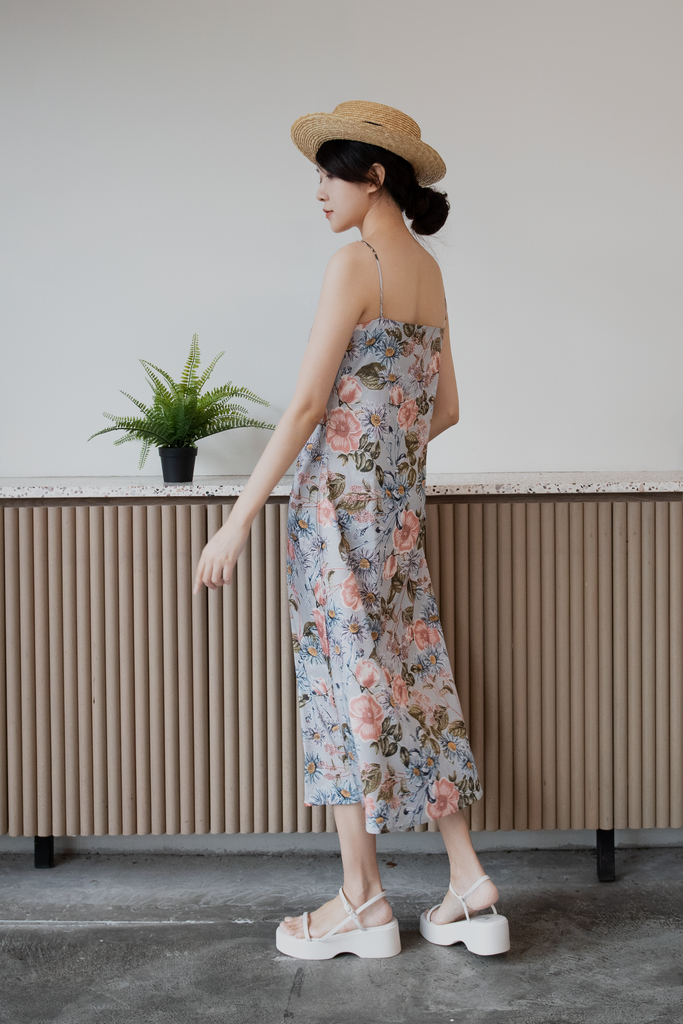 Botanical Satin Midi Dress