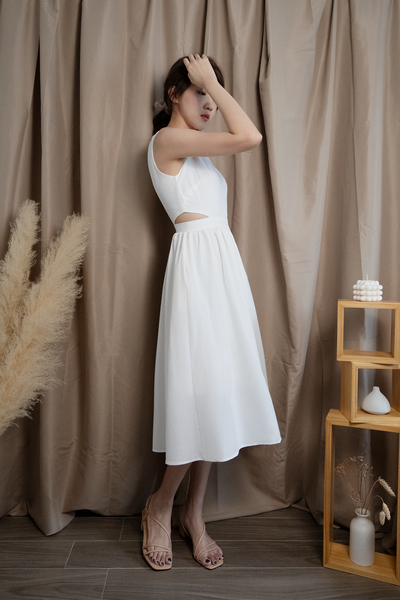 Cutout Flare Midi Dress Half Phase Cutout Flare Midi Dress Half Phase