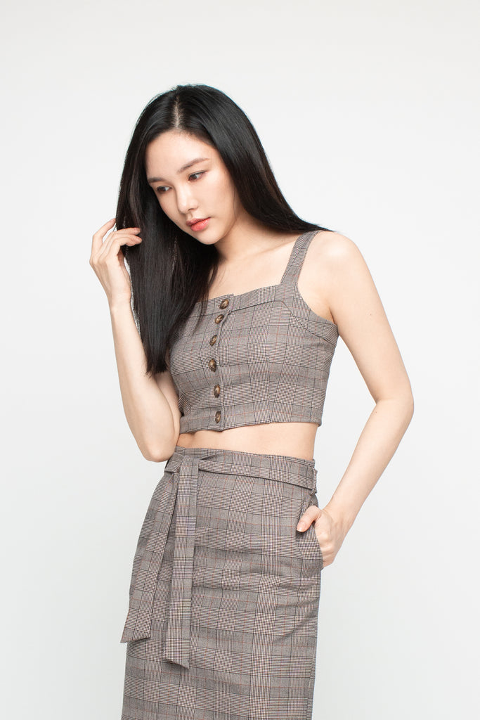 Plaid Buttoned Crop Top