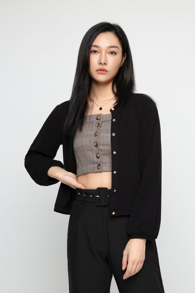 Plaid Buttoned Crop Top