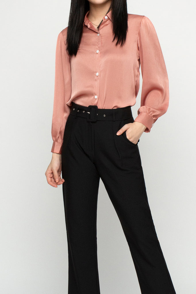 Satin Puff Sleeve Blouse