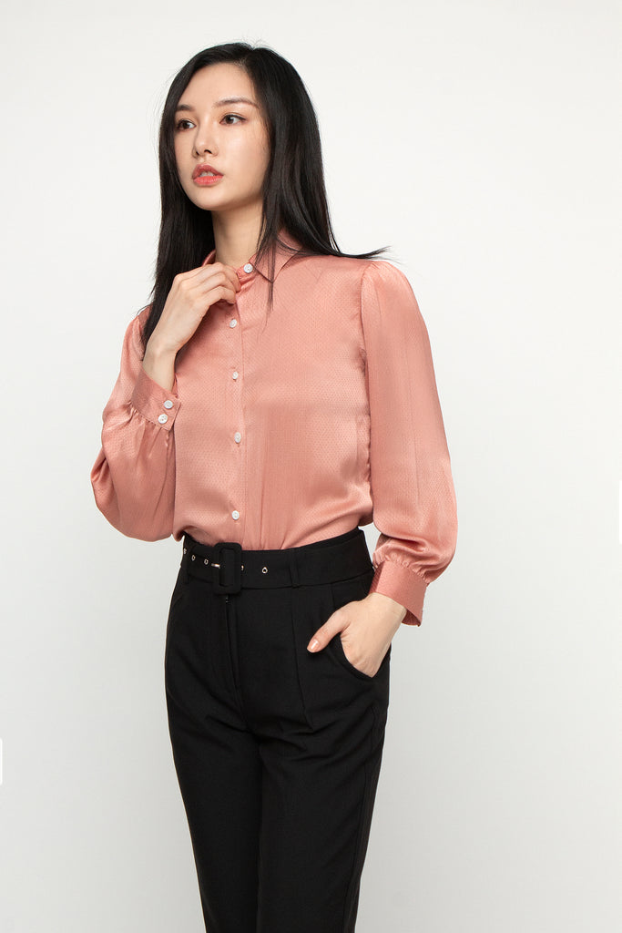 Satin Puff Sleeve Blouse