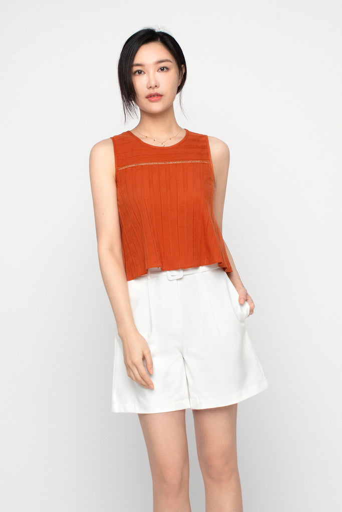 Striped Crochet Flare Top