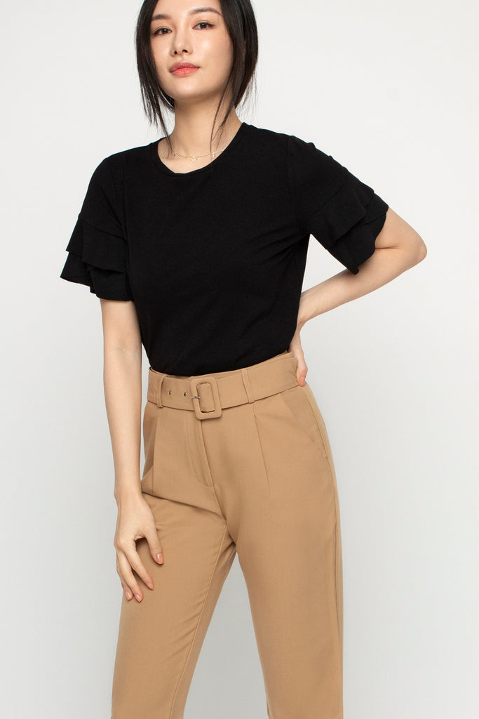 Ruffled Sleeve Knit Top