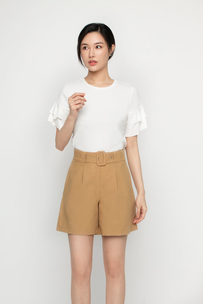 Ruffled Sleeve Knit Top