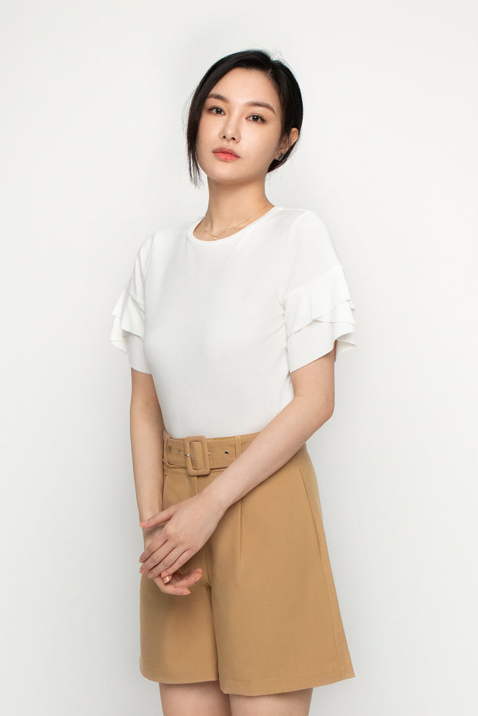 Ruffled Sleeve Knit Top