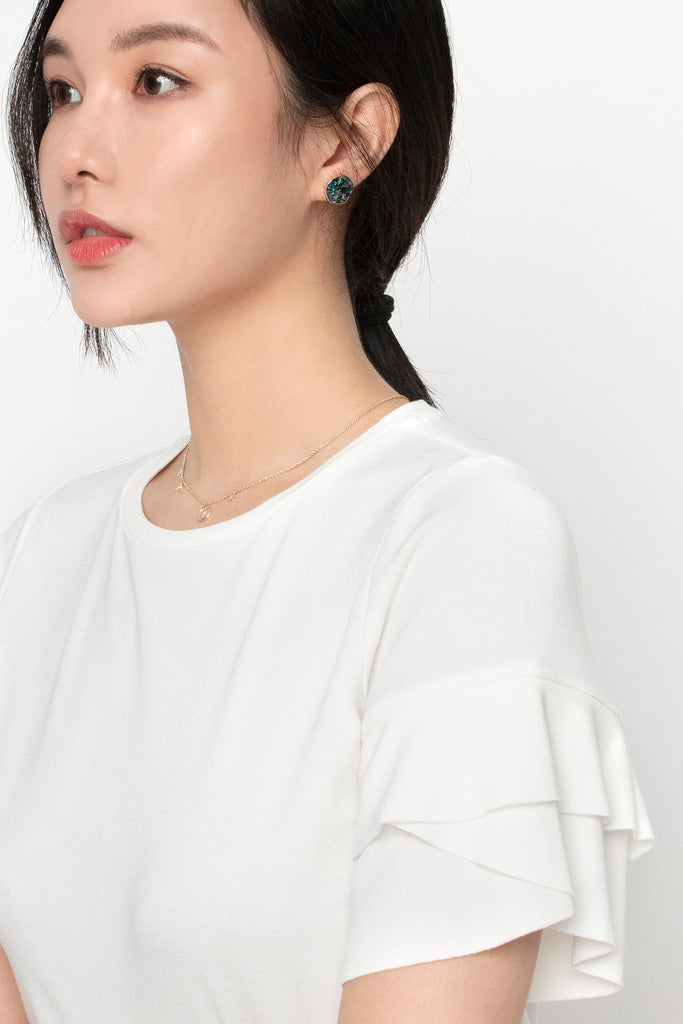 Ruffled Sleeve Knit Top