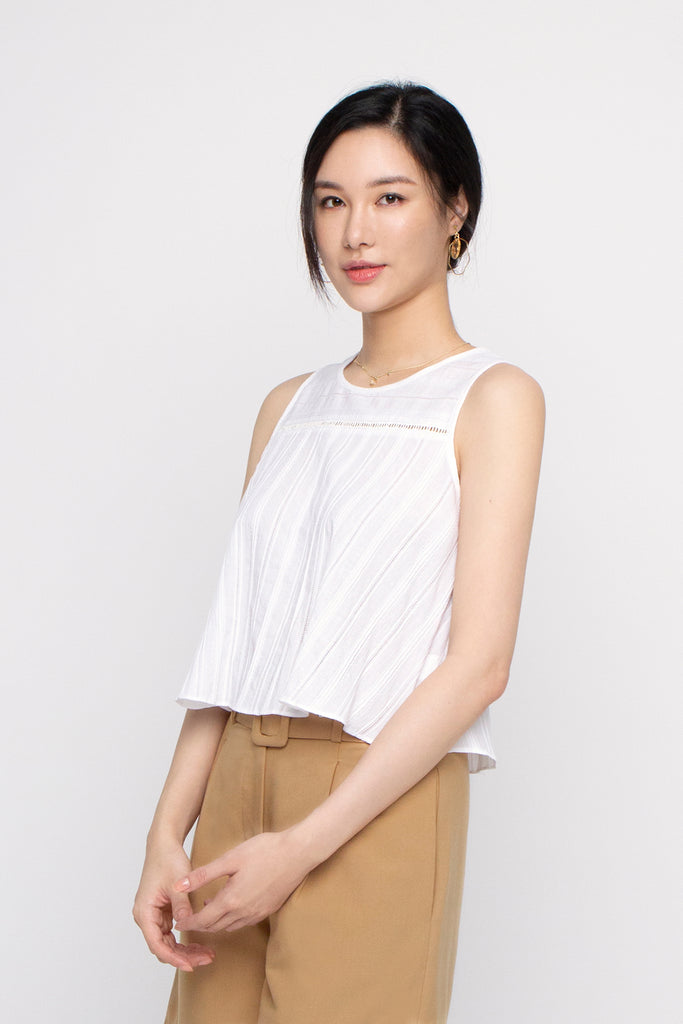 Striped Crochet Flare Top