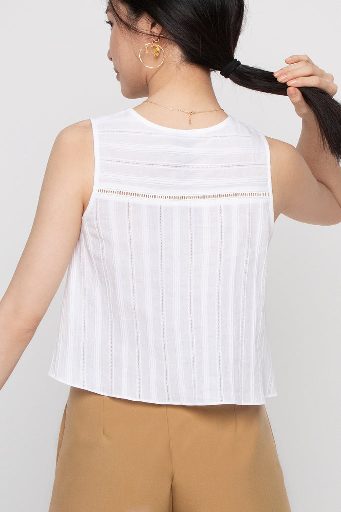 Striped Crochet Flare Top