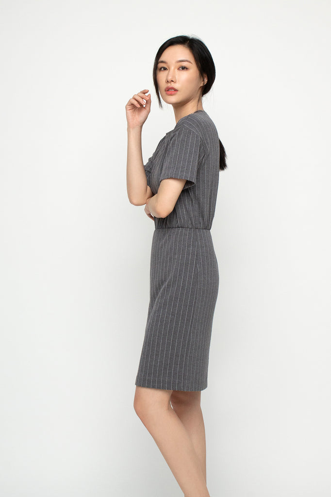 Ribbed Gathered Dress