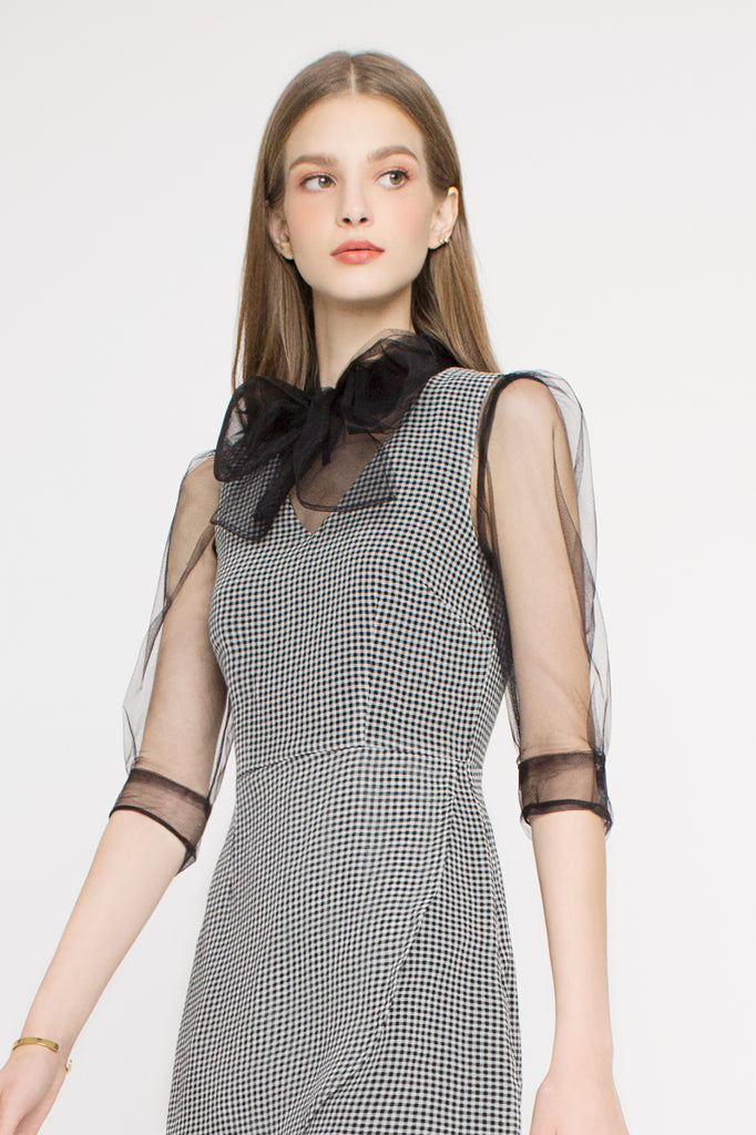 Mesh Ribbon Blouse