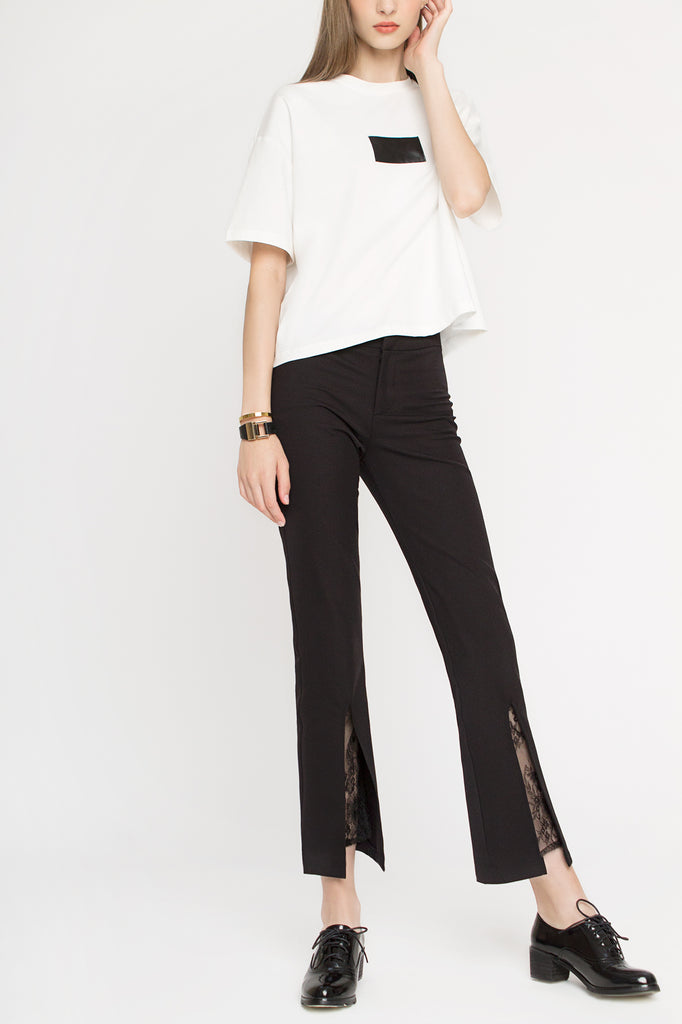 Lace-insert Flare Pants