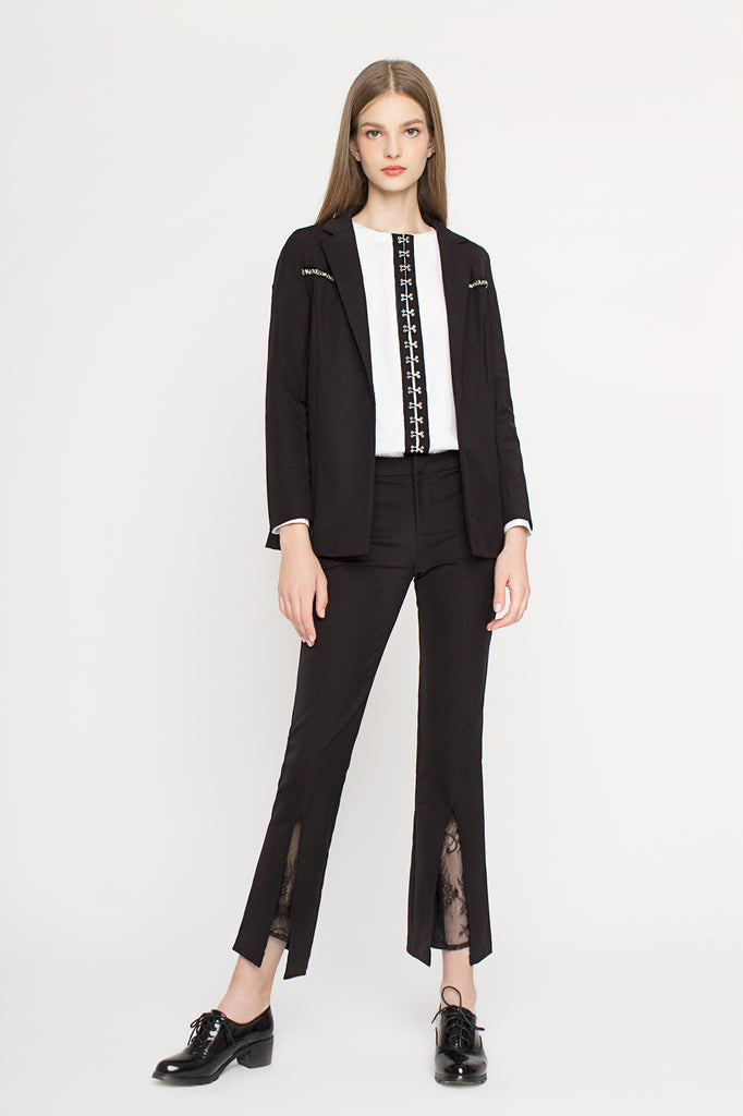 Lace-insert Flare Pants