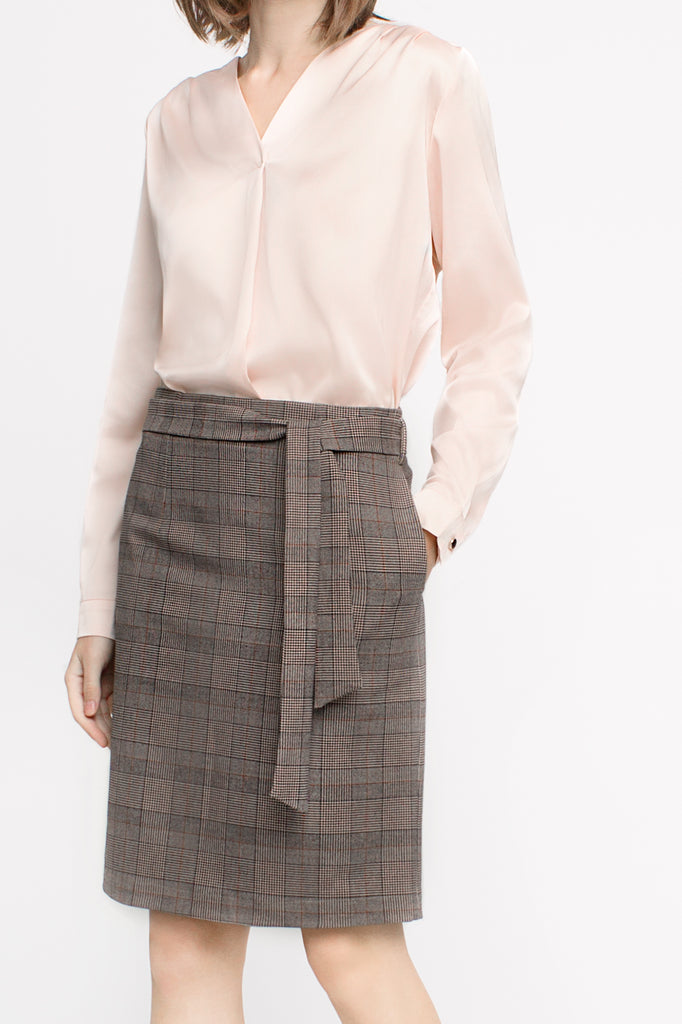 Plaid Belted Skirt