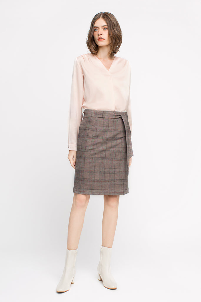 Plaid Belted Skirt