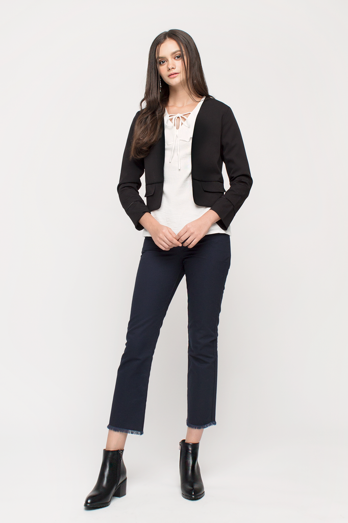 Cropped Piping Blazer