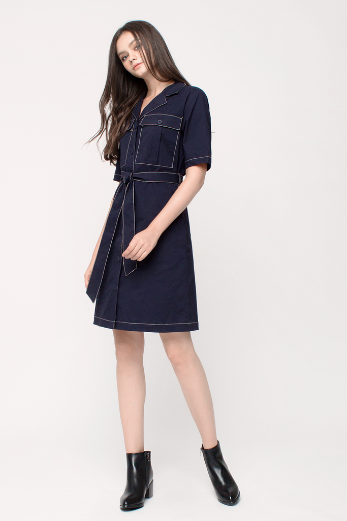 Contrast Thread Coatdress