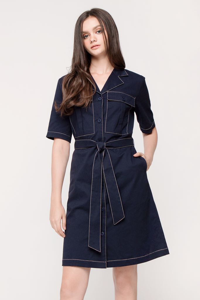 Contrast Thread Coatdress