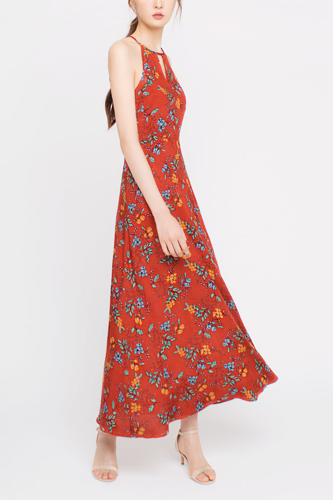 Floral Halter Maxi Dress