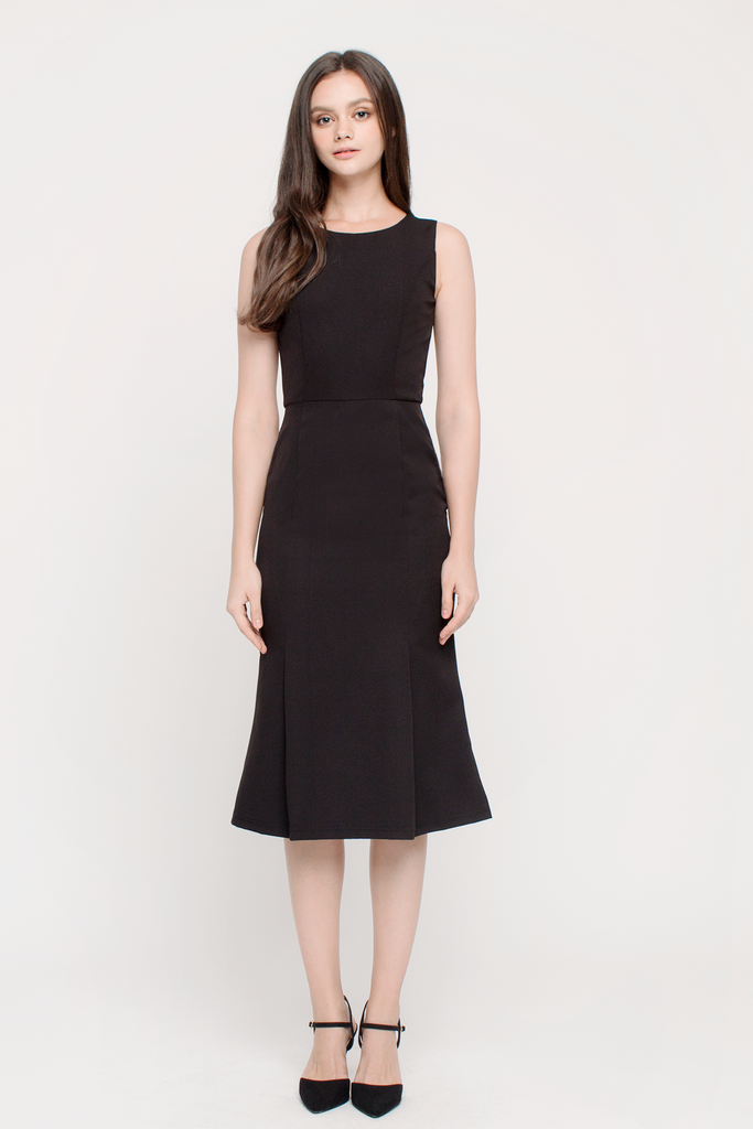 Slit Fluted Hem Dress