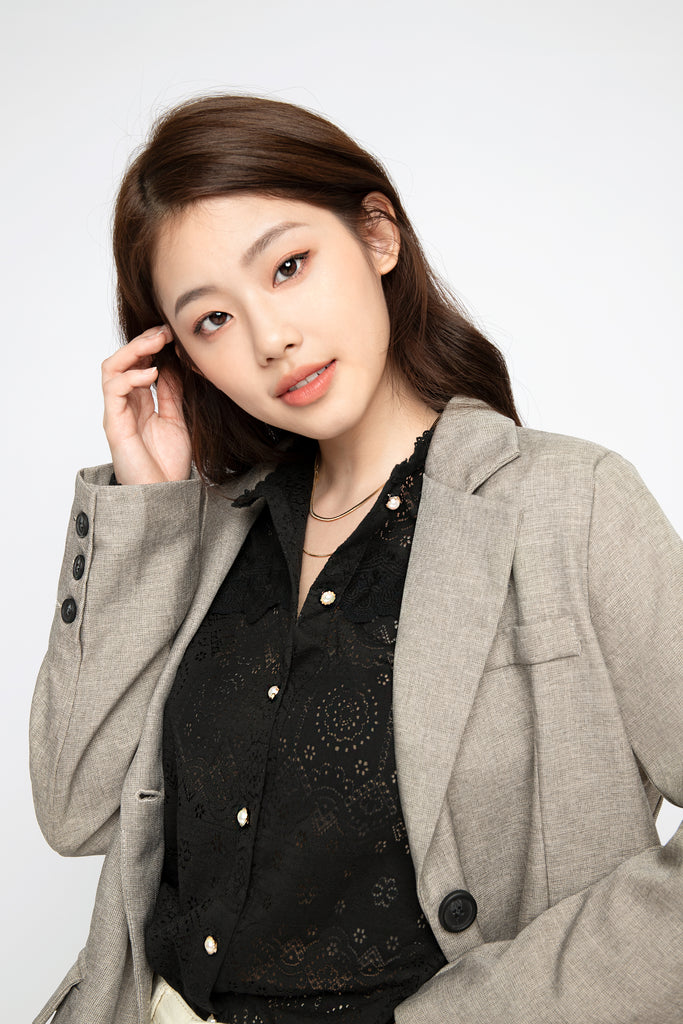 Eyelet Lace Trim Blouse