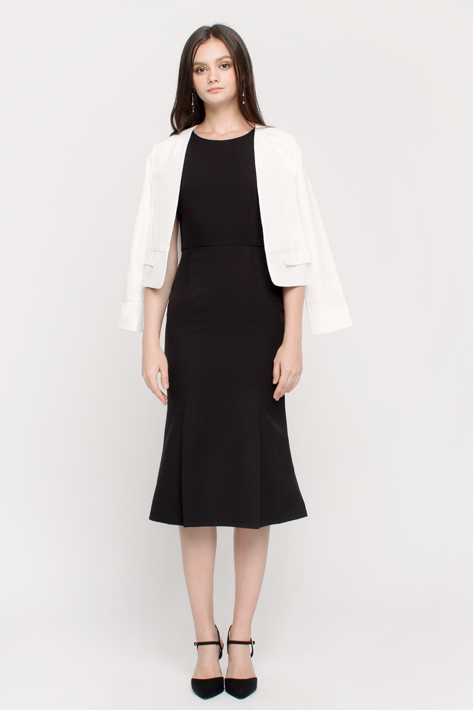 Slit Fluted Hem Dress